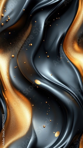 Elegant dark gold and silver waves, embodying sophistication and boldness, a striking visual experience in a dynamic composition