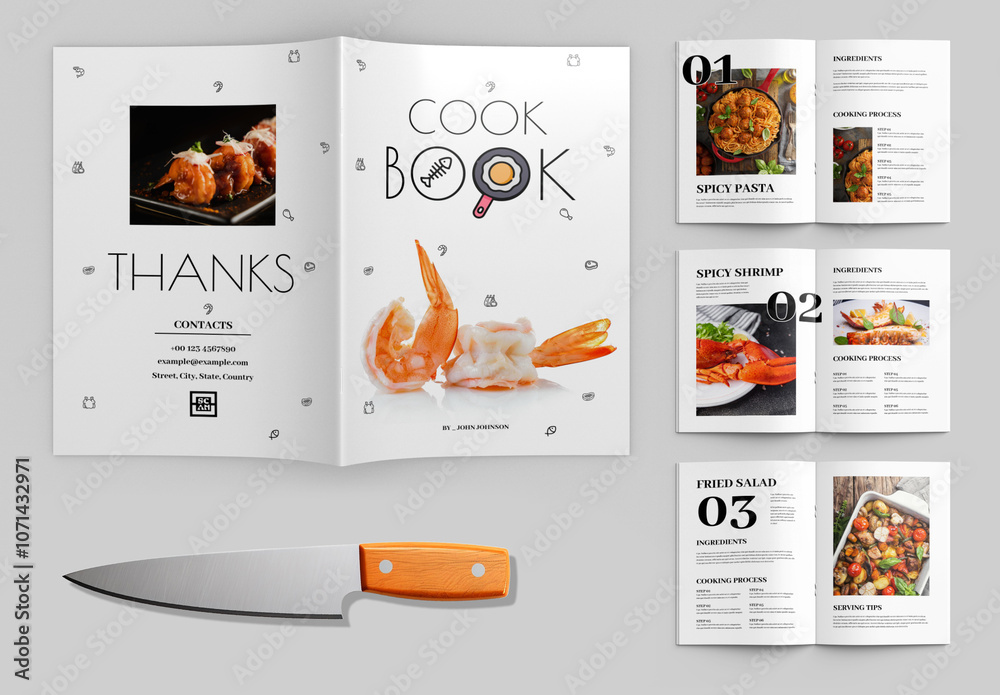 Minimal Cookbook Design Template Stock Template | Adobe Stock