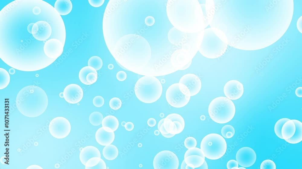 水色の背景に沢山の泡が上がっていくアニメーション
