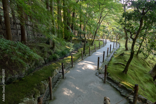 Obraz na płótnie Pedestrian walkways in the garden in Ginkakuji Temple, Kyoto, Japan w salonie