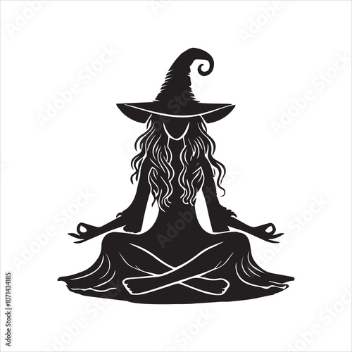 Witchcraft silhouette vector illustration - Witch Magic Clipart Design  
