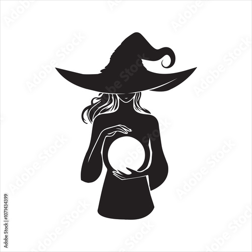 Witchcraft silhouette vector illustration - Witch Magic Clipart Design  