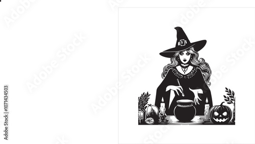 Witchcraft silhouette vector illustration - Witch Magic Clipart Design  