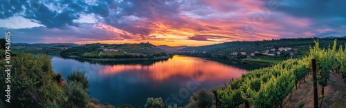 Explore the breathtaking Castelli Romani region with its lakes, villages, and vineyards under a stunning sunset photo