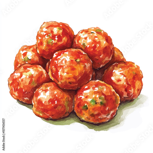 Meatball watercolor clipart illustration
