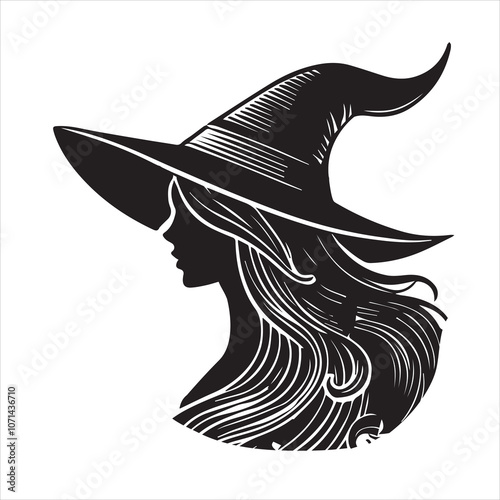 Witchcraft silhouette vector illustration - Witch Magic Clipart Design  