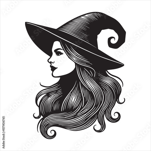 Witchcraft silhouette vector illustration - Witch Magic Clipart Design  