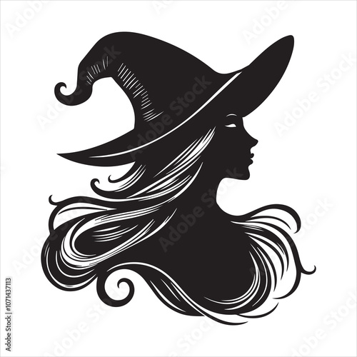Witchcraft silhouette vector illustration - Witch Magic Clipart Design  