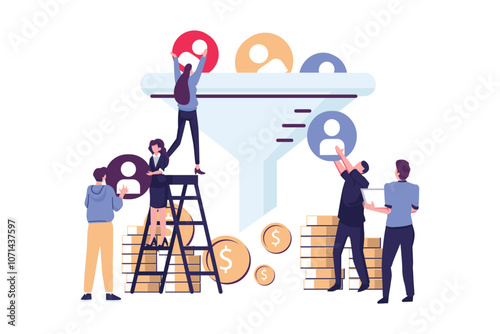 Increasing conversion rates SMM strategies flat illustration