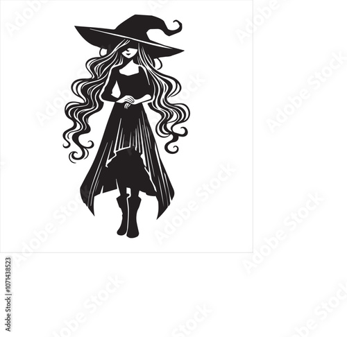 Witchcraft silhouette vector illustration - Witch Magic Clipart Design  