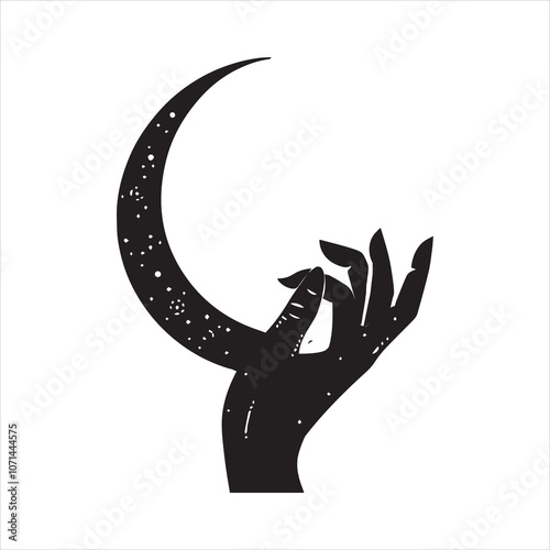 Mystical Witchcraft Silhouette Vector Clipart
