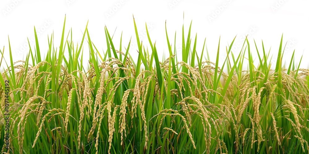 Fototapeta premium Vibrant Rice Field with Lush Green Stalks