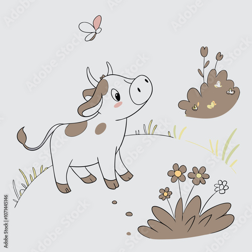 cow with a flower