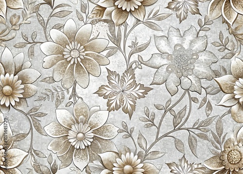 Wallpaper Mural Cute silver floral pattern Torontodigital.ca