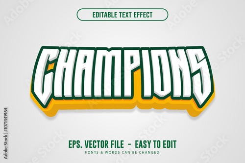 Editable text effect 3d sports champions