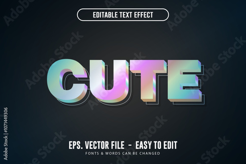 Editable text effect 3d holographic