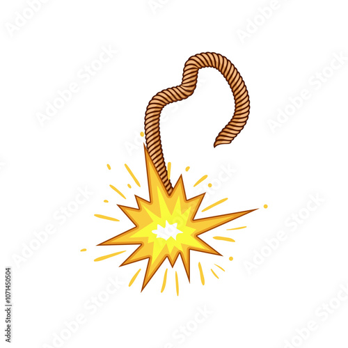 pyrotechnics dynamite fuse cartoon. flammable volatile, spark trigger, safety cord pyrotechnics dynamite fuse sign. isolated symbol vector illustration