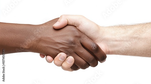 Hand isolated palm and diversity concept. A close-up of two hands shaking, symbolizing unity and collaboration across different backgrounds.