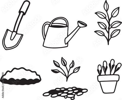 set of gardening tools