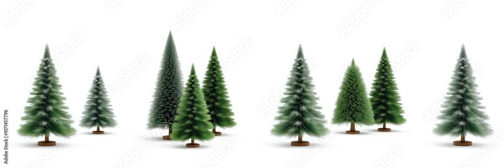 Obraz premium Set of christmas trees, Collection christmas tree on a white isolated background