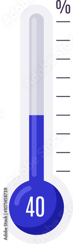 Measuring progress with a 40 percent thermometer, tracking growth and success in business.