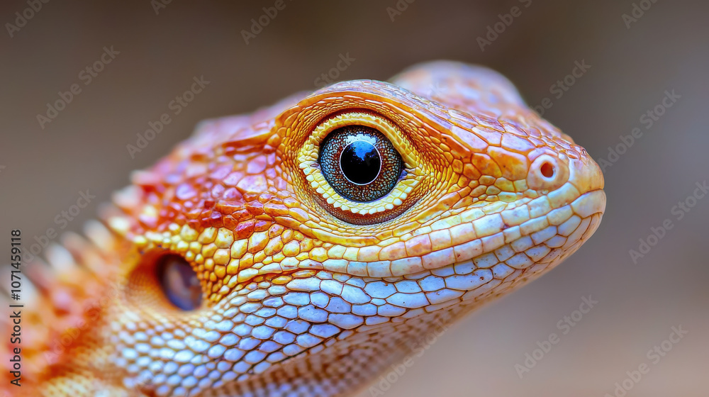 Fototapeta premium High detail macro of lizards eye showcasing vibrant colors and intricate patterns