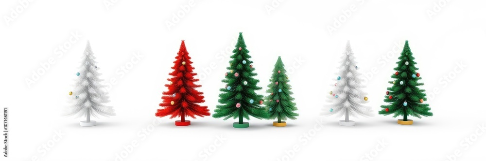 Fototapeta premium Set of christmas trees, Collection christmas tree on a white isolated background