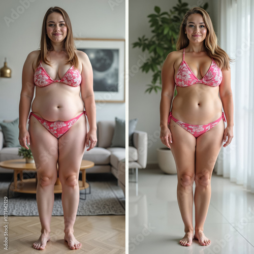 Before and After Weight Loss Comparison for Women. Female Weight Loss Transformation Before and After.