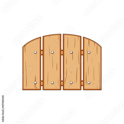 slats fence wood cartoon. treated hard, pine oak, spruce red slats fence wood sign. isolated symbol vector illustration