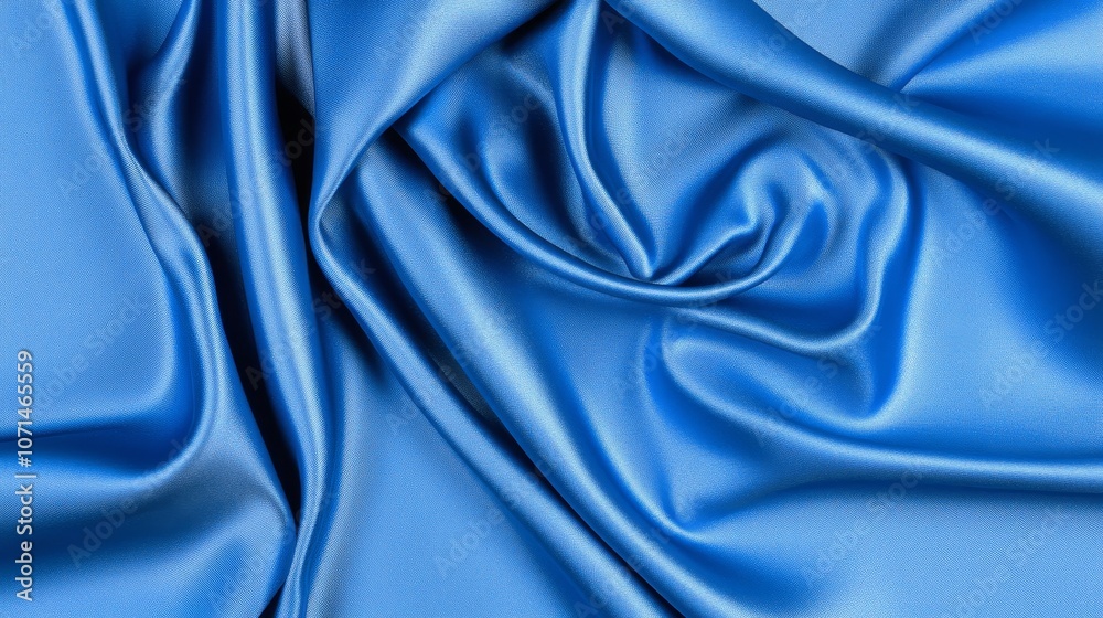 Fototapeta premium Blue Silk Fabric Drape Smooth Texture Elegant Background Soft Material