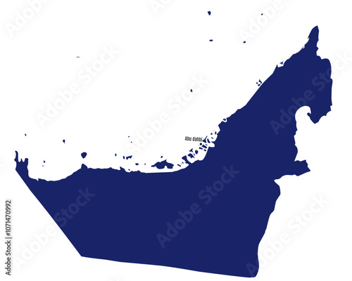 silhouette map of united arab emirates with country capitals