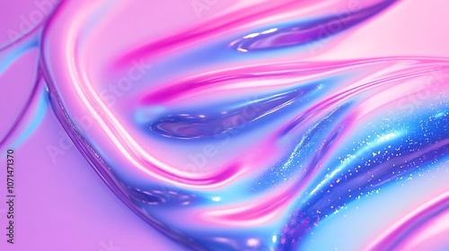 Abstract Swirling Pink and Blue Liquid with Glitter