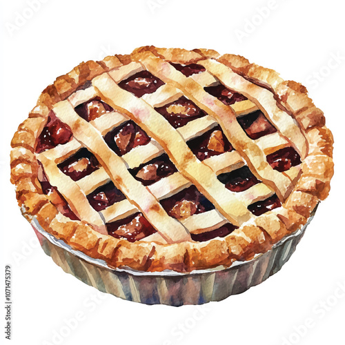 Pie watercolor clipart illustration