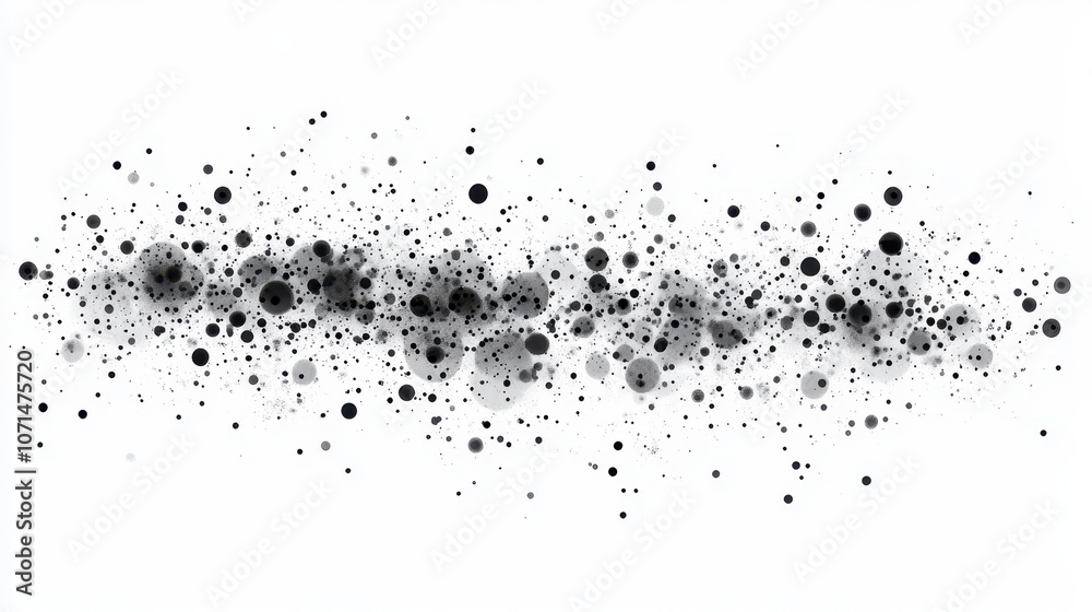 Fototapeta premium Abstract Black and White Ink Splatter Pattern on White Background for Modern Artistic Design and Creative Projects