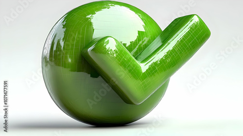 3D Green Checkmark Sphere I...