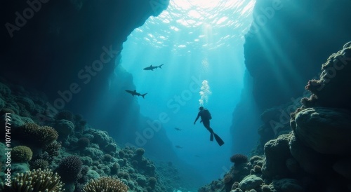 Wallpaper Mural Exploring the Ocean's Depths: A Cinematic Deep-Sea Diving Scene Torontodigital.ca