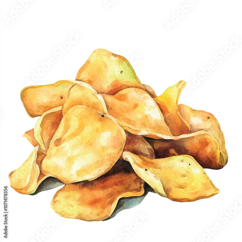 Potato chips watercolor clipart illustration