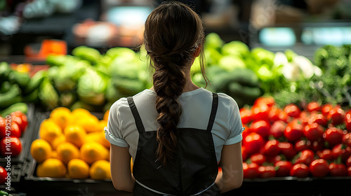 Woman in Apron Standing at ...