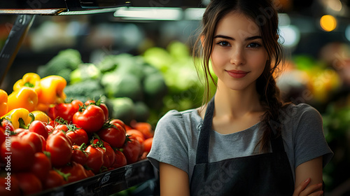 Smiling Woman in a Grocery ...