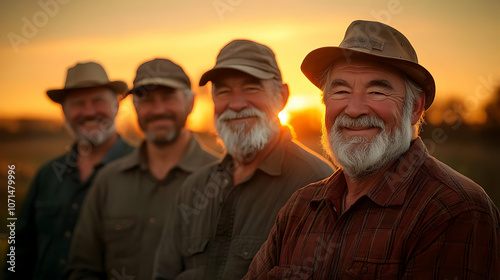 Smiling Men In Hats at Suns...