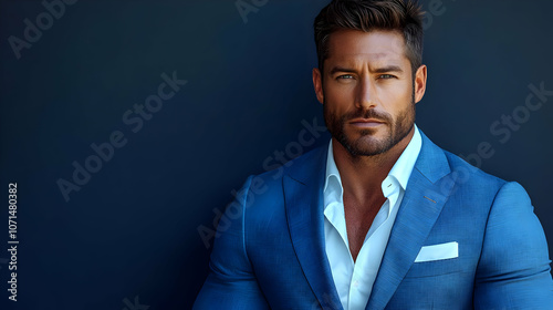 Man in Blue Suit Portrait -...