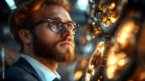 Man in Glasses Looking at G...