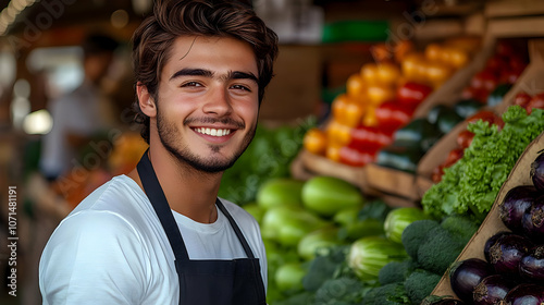 Smiling Man Working at a Pr...