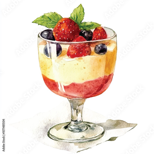 Pudding watercolor clipart illustration