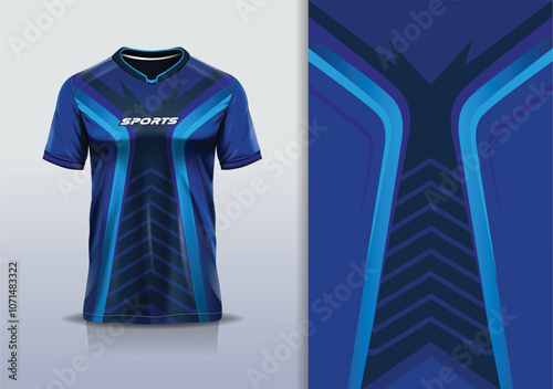 Sport jersey design template mockup curve line for racing, running, esports, blue navy color