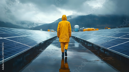 Person in Yellow Raincoat W...
