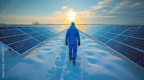 Snowy Landscape with Solar ...
