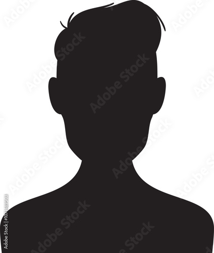 Mysterious black silhouette of a young man, perfect for a profile picture or avatar, adding anonymity and privacy to online platforms