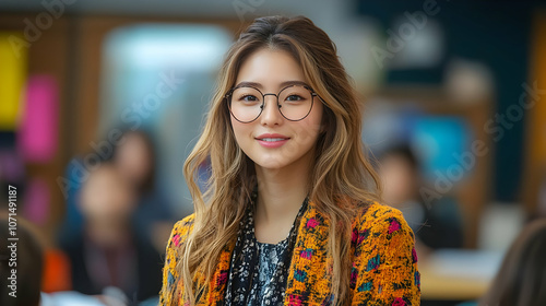 Woman with Glasses in a Col...