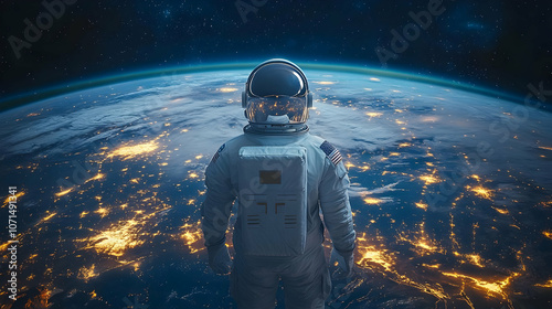 Astronaut Looking at Earth ...